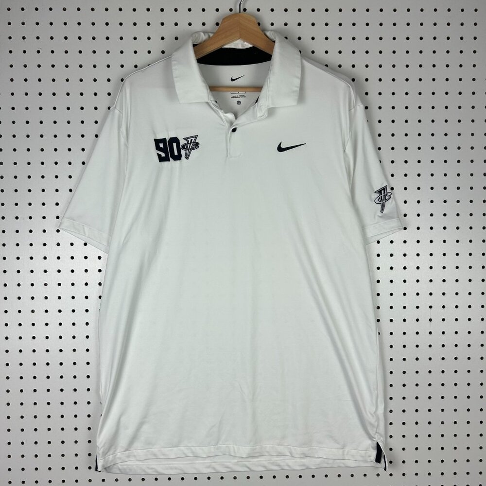 Nike 1 Cent 901 White Polo Shirt Large Basketball Team Issued Penny Hardaway